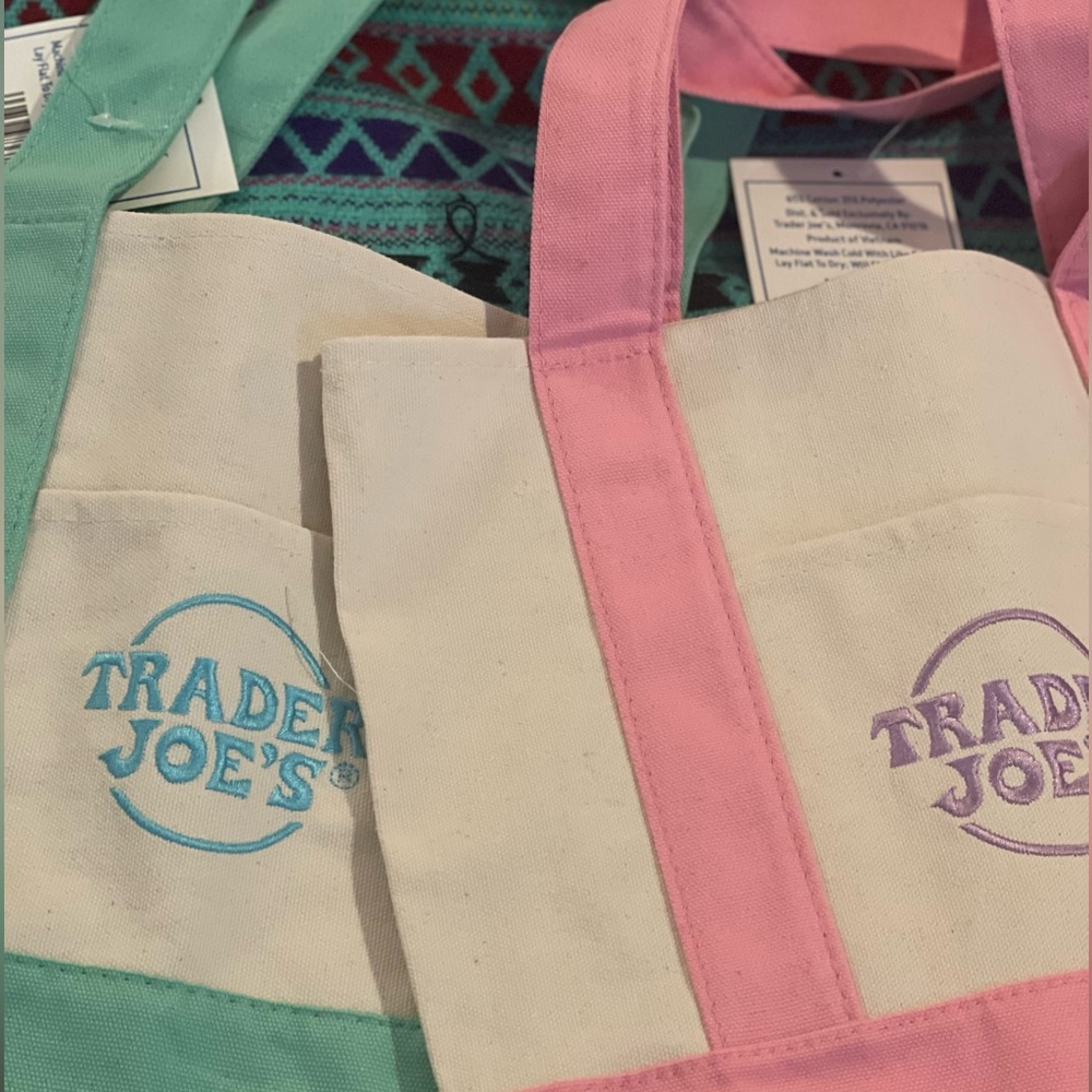 💐BNWT💐Trader Joe’s Mini Pastel Canvas Tote Bag That’s Gone Viral SOLD OUT 💚 - Picture 5 of 10